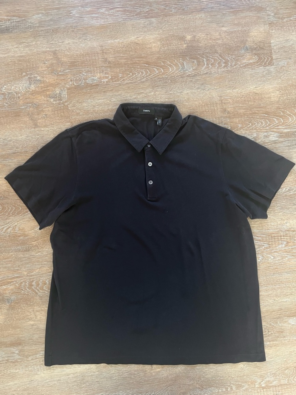 Theory Bron B Air Pique Polo | Black | 100% Pima Cotton | XL